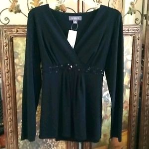 Black blouse V neck sz 10 liz claiborne